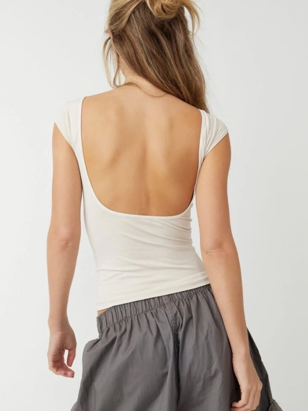 Free People Low Back Seamless Tee NWT Pink Tint M/L